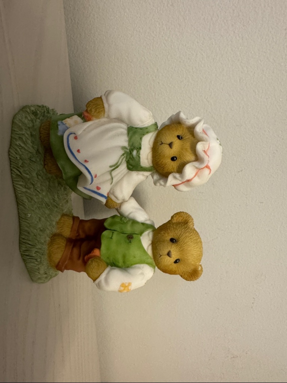 Cherished Teddies Green and White Bear Couple Figurine